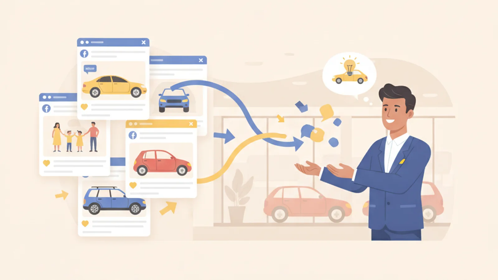 Anuncios de Facebook e Instagram que generan consultas que llegan al vendedor de la concesionaria